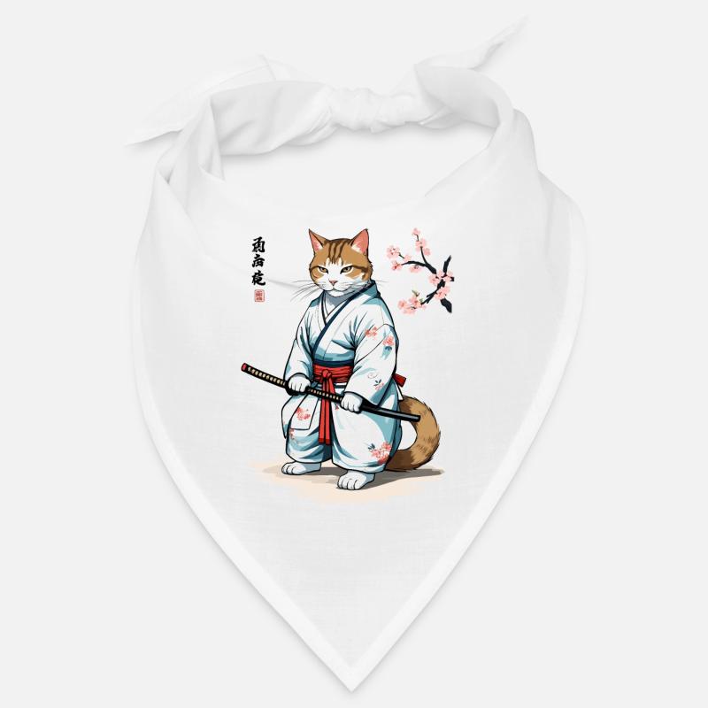 Cats Samurai Retro Ukiyo-E Japan Art Bandana