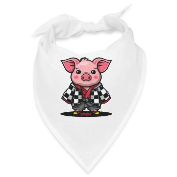 Niedliches Kimono Schwein - Bandana - Weiß - Vorne