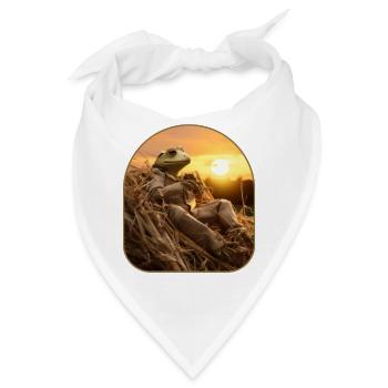 Frosch Heuhaufen Sonnenuntergang beobachten Landschaft - Bandana - Weiß - Vorne