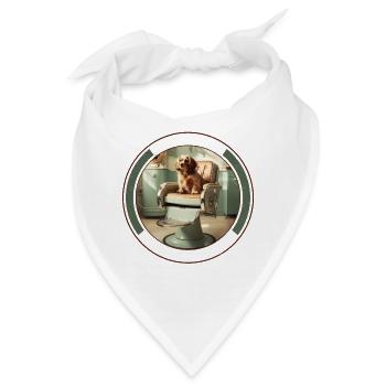 Vintage Salon Stuhl Hundepflege Stilvolle Haustierpflege - Bandana - Weiß - Vorne