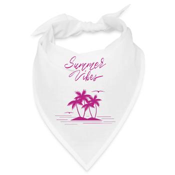 Summer Vibes, eine Insel mit Palmen im Meer, pink - Bandana - Weiß - Vorne
