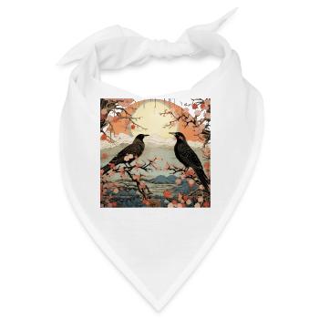 Ukiyo e crow collage kunst - Bandana - Weiß - Vorne