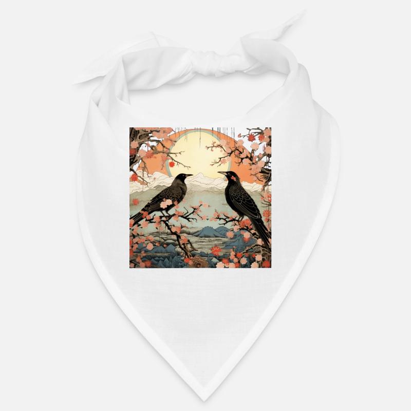 Ukiyo e crow collage kunst Bandana