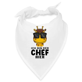 Chef Spruch Anführer Giraffe Motiv - Bandana - Weiß - Vorne