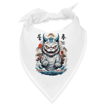 Asiatische Katzen Ukiyo-E Farbholzschnitt Design - Bandana - Weiß - Vorne