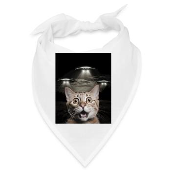 Lustiges Katzen Selfie Vor UFOs Katze UFO - Bandana - Weiß - Vorne