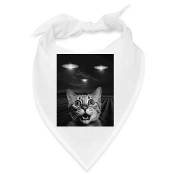 Lustiges Katzen Selfie Vor UFOs Katze UFO - Bandana - Weiß - Vorne
