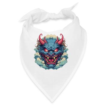 Japanischer Hannya Dämon Samurai Warrior Oni Maske - Bandana - Weiß - Vorne