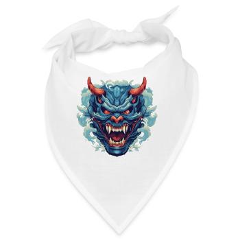 Japanischer Hannya Dämon Samurai Warrior Oni Maske - Bandana - Weiß - Vorne