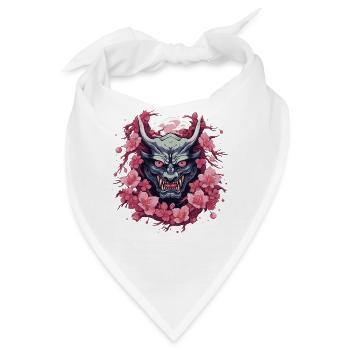 Japanischer Hannya Dämon Samurai Warrior Oni Maske - Bandana - Weiß - Vorne