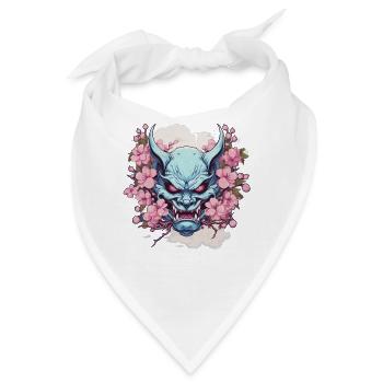Japanischer Hannya Dämon Samurai Warrior Oni Maske - Bandana - Weiß - Vorne