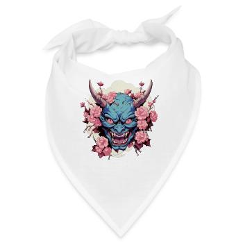 Japanischer Hannya Dämon Samurai Warrior Oni Maske - Bandana - Weiß - Vorne
