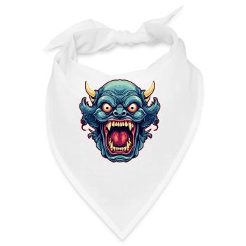 Japanischer Hannya Dämon Samurai Warrior Oni Maske - Bandana - Weiß - Vorne