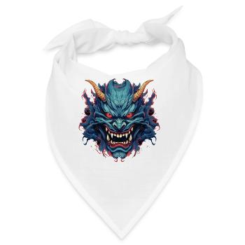 Japanischer Hannya Dämon Samurai Warrior Oni Maske - Bandana - Weiß - Vorne