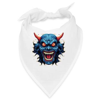 Japanischer Hannya Dämon Samurai Warrior Oni Maske - Bandana - Weiß - Vorne