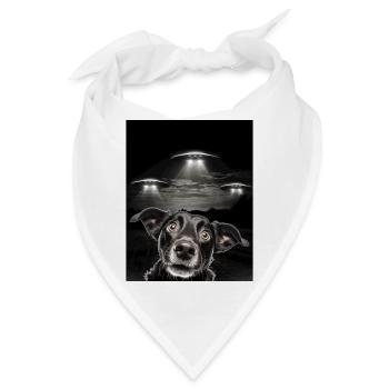 Lustiges Hunde Selfie Vor UFOs Hund UFO - Bandana - Weiß - Vorne