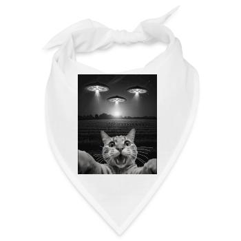 Lustiges Katzen Selfie Vor UFOs Katze UFO - Bandana - Weiß - Vorne
