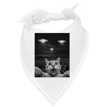 Lustiges Katzen Selfie Vor UFOs Katze UFO - Bandana - Weiß - Vorne