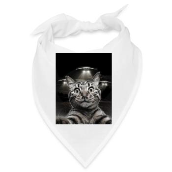 Lustiges Katzen Selfie Vor UFOs Katze UFO - Bandana - Weiß - Vorne