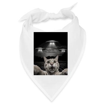Lustiges Katzen Selfie Vor UFOs Katze UFO - Bandana - Weiß - Vorne