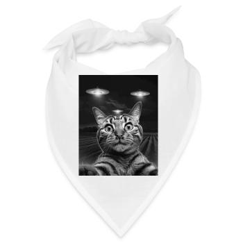 Lustiges Katzen Selfie Vor UFOs Katze UFO - Bandana - Weiß - Vorne