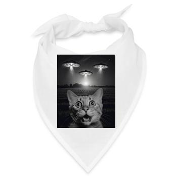 Lustiges Katzen Selfie Vor UFOs Katze UFO - Bandana - Weiß - Vorne