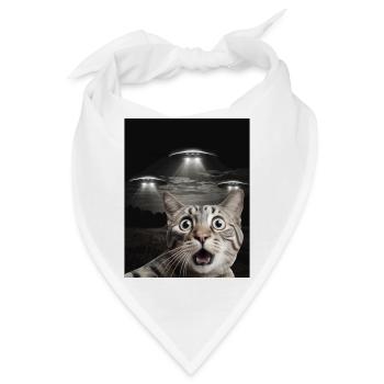 Lustiges Katzen Selfie Vor UFOs Katze UFO - Bandana - Weiß - Vorne