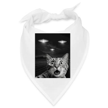 Lustiges Katzen Selfie Vor UFOs Katze UFO - Bandana - Weiß - Vorne