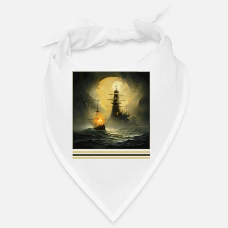 Ghost Ship & Lighthouse Vintage Gothic Tee Bandana