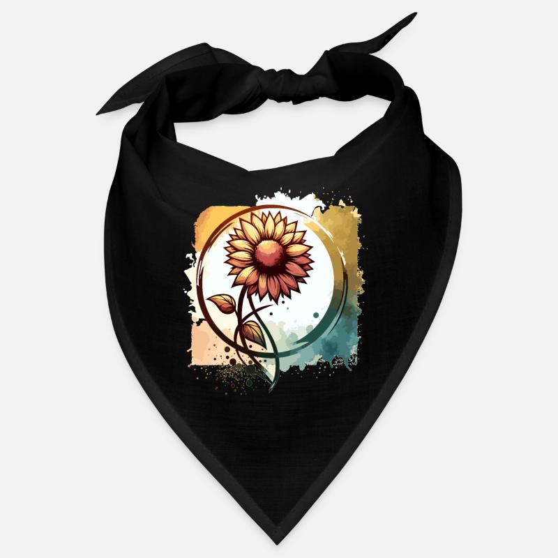 Sunflower with stem drawn Bandana