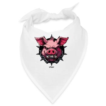 Das mächtige Gothic Schwein - Bandana - Weiß - Vorne