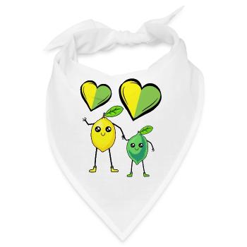 Zitrone Limette Herz Liebe Obst Früchte Vitamine C - Bandana - Weiß - Vorne
