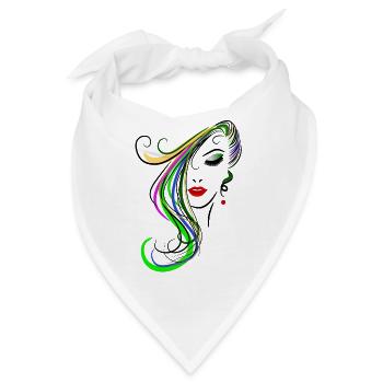 Frau mit buntem Haar - Bandana - Weiß - Vorne
