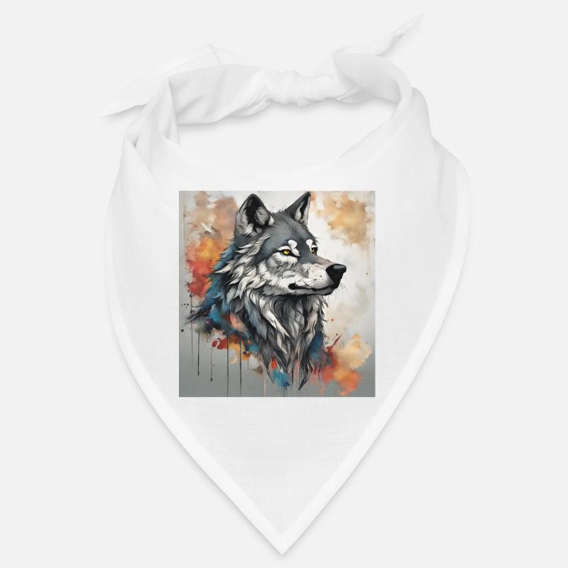 Wolf mit Farbflecken Hintergrund. Bandana