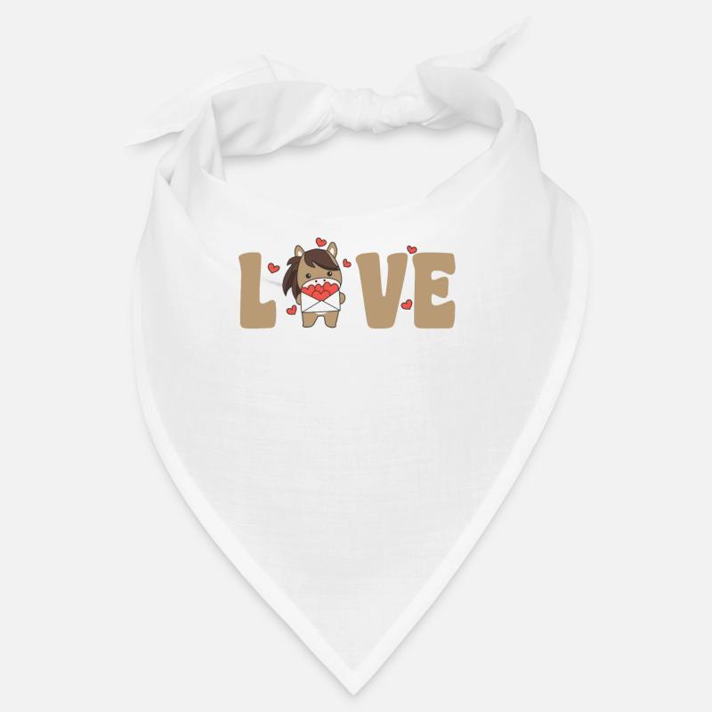 Cheval Saint-Valentin Animaux mignons avec des cœurs Amour Bandana
