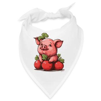 Niedlicher kleiner Rettich Gemüse Schwein - Bandana - Weiß - Vorne