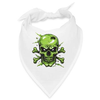 Grüner Schädel und Knochen, Totenkopf - Bandana - Weiß - Vorne