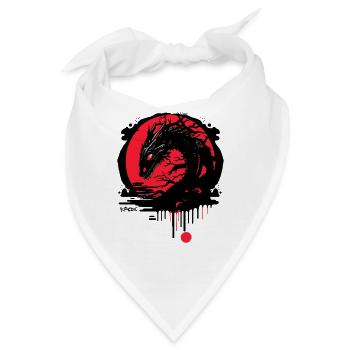 Chinesischer Japanischer Rote Sonne Drache - Bandana - Weiß - Vorne