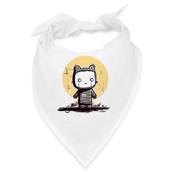 Die abstrakte Cartoon Mond Katze - Bandana - Weiß - Vorne