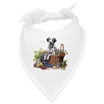 Dalmatiner Hundehütte Cottagecore Picknick Glückseligkeit - Bandana - Weiß - Vorne