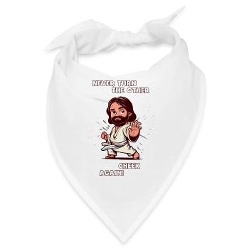 Karate Jesus nie wieder die Andere Wange hinhalten - Bandana - Weiß - Vorne