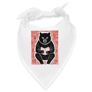 Ein Cartoon von einem Bären, der ein Buch liest - Bandana - Weiß - Vorne
