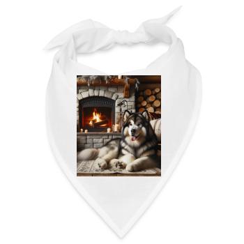 Alaskan Malamute Cottagecore Kabine Gemütlichkeit Herren - Bandana - Weiß - Vorne