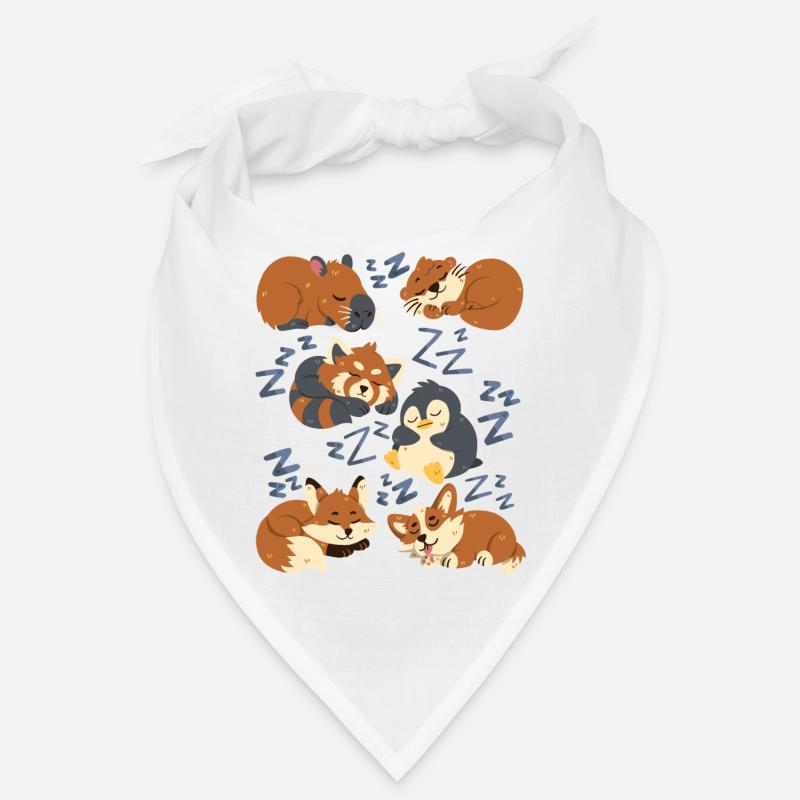 Sleeping animals: capybara, fox, corgi, otter Bandana