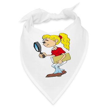 Mädchen mit Lupe in der Hand - Bandana - Weiß - Vorne