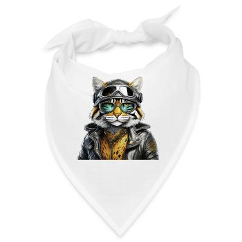 KATZE LEDERJACKE BRILLE - Bandana - Weiß - Vorne
