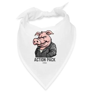 Volle Aktion cooles hartes Helden Schwein - Bandana - Weiß - Vorne