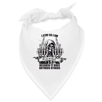 Rebellion Skellet und Lebensmotto - Bandana - Weiß - Vorne