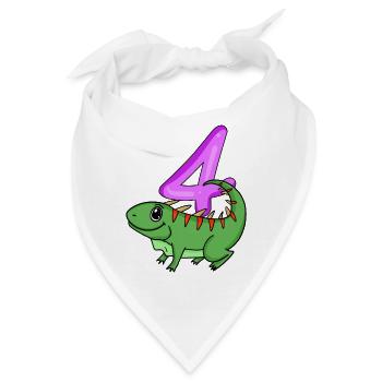 4. Geburtstag Motiv Iguana - vier Jahre alt - Bandana - Weiß - Vorne