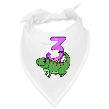 3. Geburtstag Motiv Iguana - drei Jahre alt - Bandana - Weiß - Vorne